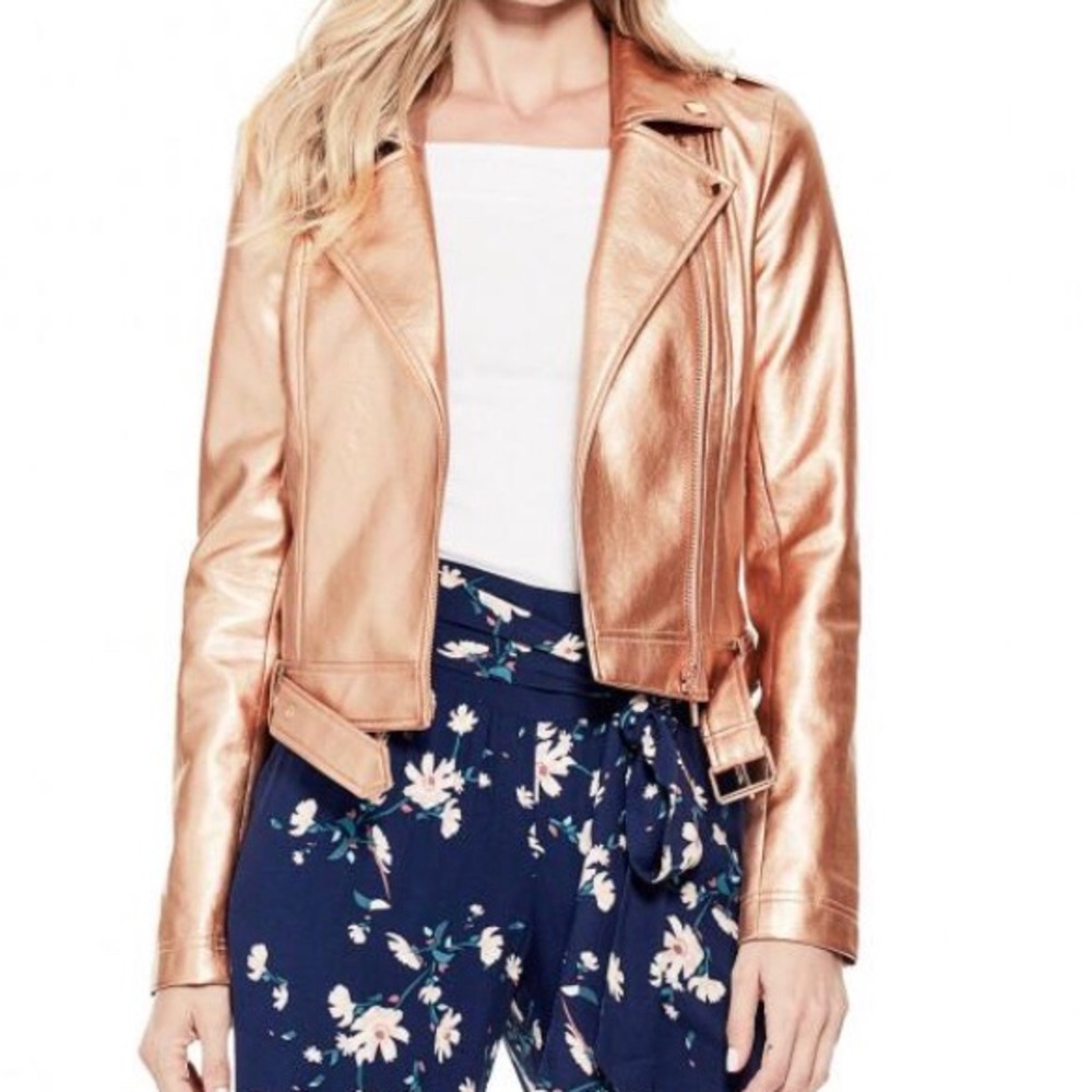 Guess rose gold faux leather jacket